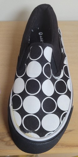 VTG NEW NWT 1990s Airwalk Slip On Black and White Polka Dot Canvas WOMEN'S Sz 5 - Picture 3 of 12