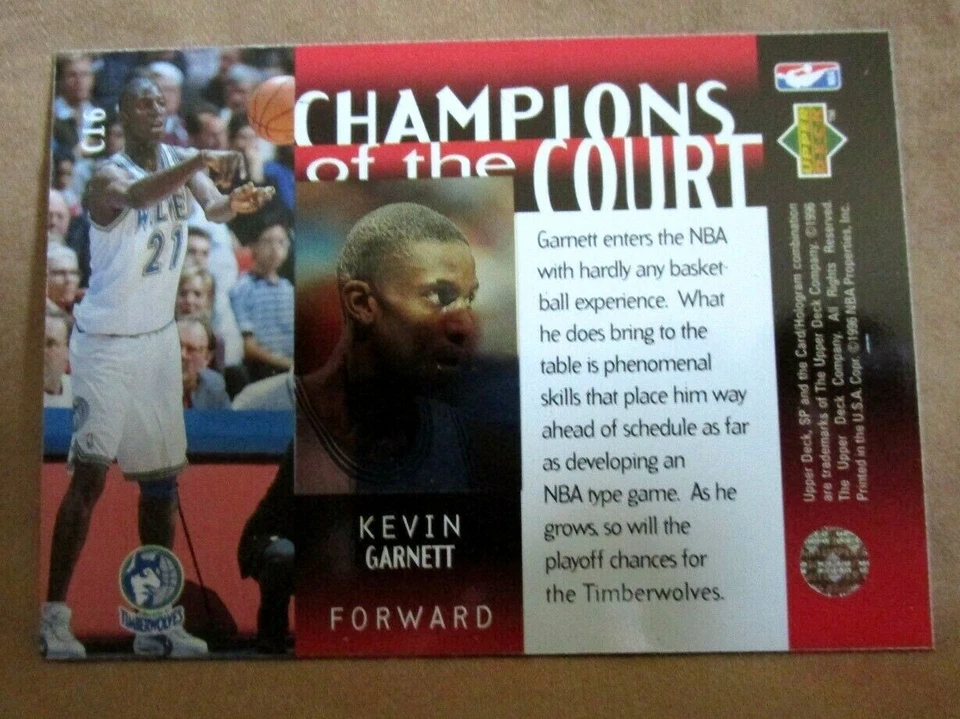 Kevin Garnett 1995-96 UD SP Champions of the Court Rookie!Timberwolves F GOAT - Image 2 of 2