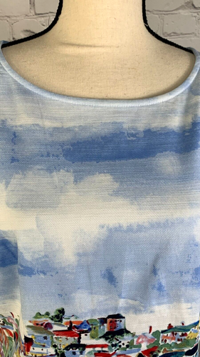 NWT Rafaella Seascape Dress Coastal Wearable Art Short Sleeve Back Zip 10P - Picture 4 of 19