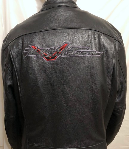 Harley Davidson V Leather Lined Shoulder Elbow Pads Riding Jacket Sz XL Biker