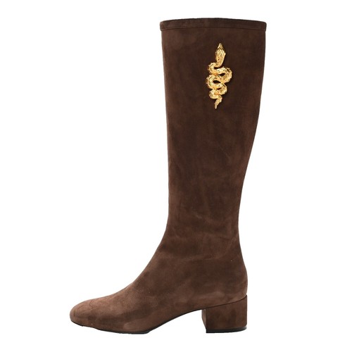 TAOS MOCCASINS Knee High Brown Suede Fringe Womens Size 6  display picture 1