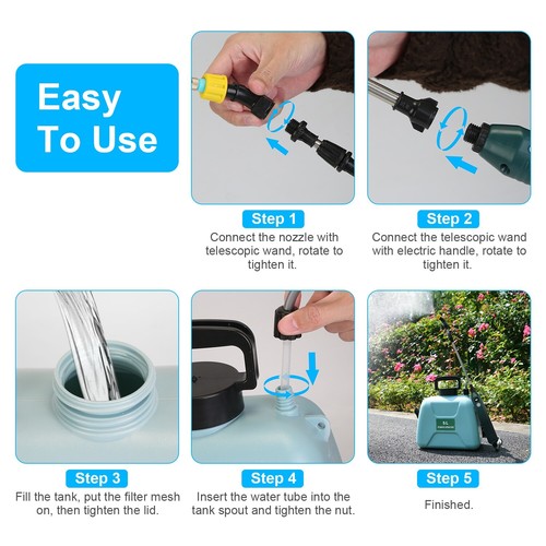 Rechargeable Electric Garden Plant Sprayer 1.32Gal Battery Powered Weed Sprayer - Picture 10 of 23