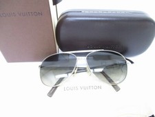 Auth LOUIS VUITTON Metal Gray Sunglasses Eye Wear Pilot Attitude 7895