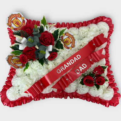 Manchester u Trauer Blumen künstliches Kissen Kranz Denkmal Grab Hommage Papa