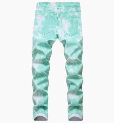 Men's Punk Boys Colorful Cotton Denim Stretch Jeans Pants Straight Leg Pockets 