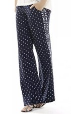 New CAbi 5176 Track Star Trouser Pants Beach Club Wide Leg Navy Blue Sz 8 NWT