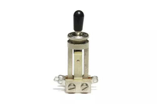 Switchcraft Straight 3-way toggle switch in Nickel with black knob for Gibson