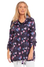 Ladies Lightweight Rain Mac Kagoul Hooded Printed Plain Zipper Jacket