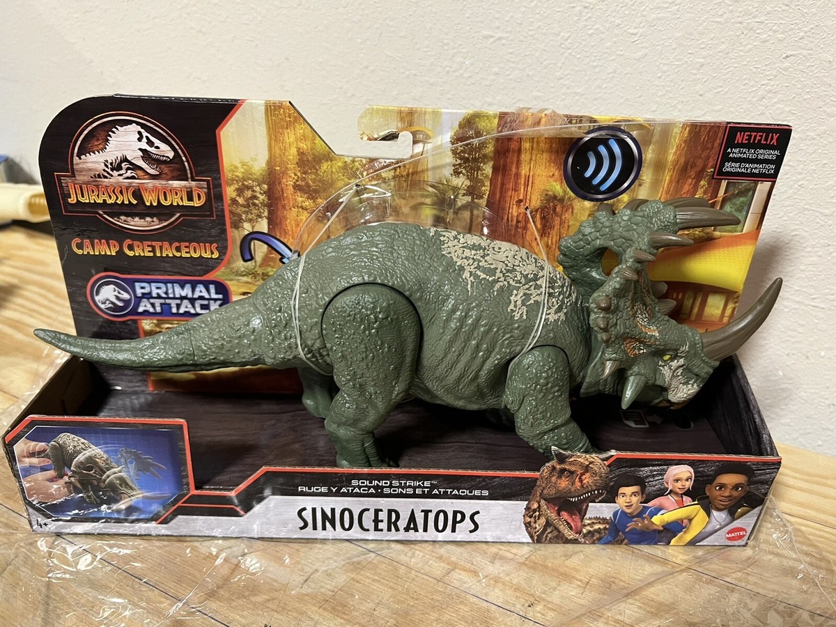 JURASSIC WORLD Primal Attack Camp Cretaceous Sound Strike Green Sinoceratops