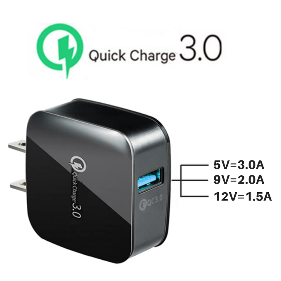 18W Quick USB Wall Charger Adapter QC 3.0 Fast Charge US Plug For iPhone Samsung - Image 2 of 4