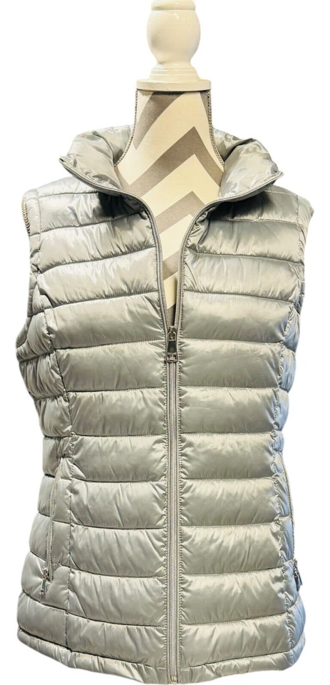 Chaleco acolchado de plumón plateado Calvin Klein - Bolsillos con cremallera - Para mujer Pequeño/Pequeño Foto 2 de 4