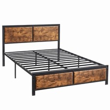 Bed Frame Twin/Full/Queen Size With Wooden Headboard Heavy Duty Metal Platform