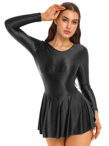 Womens Mock Neck Mini Party Dresses Shinny Oil Solid Color Micro Bandage Dress - Picture 98 of 175