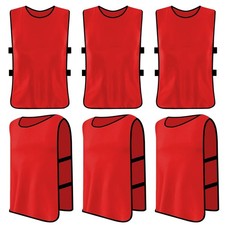 Football Training Bibs 6 Pack Kids Mesh Sports Vests Rugby Cricket Hockey