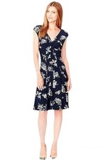 Lauren Ralph Lauren vintage Dress Sz 4 Navy Floral Stretch Spring Coastal