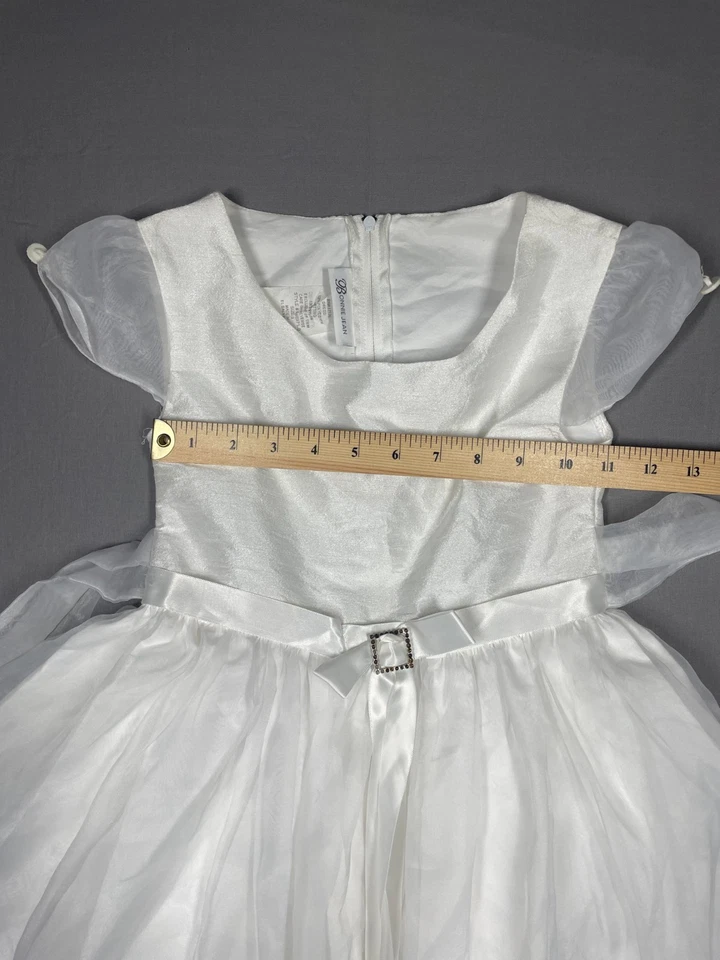 Bonnie Jean Girls White Organza Satin Ruffle Formal Flower Girl Dress - Size 8 - Image 2 of 4