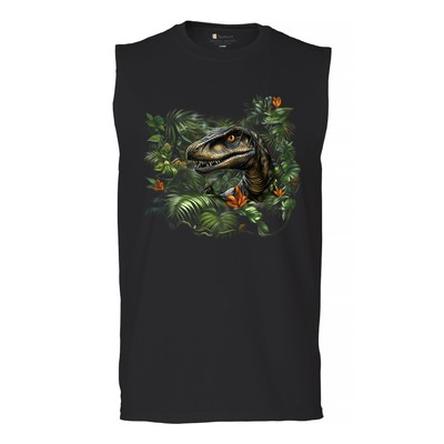 Velociraptor Jungle Muscle Shirt Dinosaur Hunter Jurassic Raptor Reptile Men's