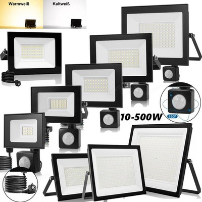 10W-500W LED Fluter Bewegungsmelder / Stecker 230V Aussen Strahler Scheinwerfer