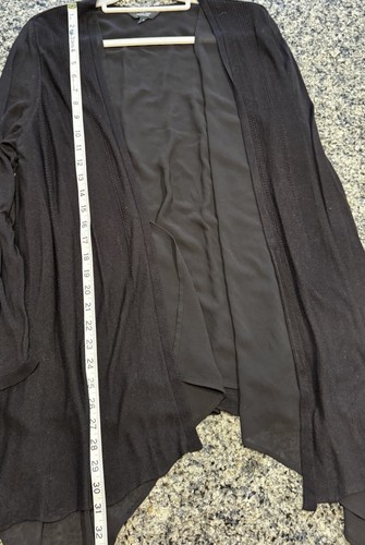 SIMPLY VERA WANG Long Sleeve BLACK Knitted Chiffon Contrast Light Cardigan Sz 1X - Picture 11 of 14