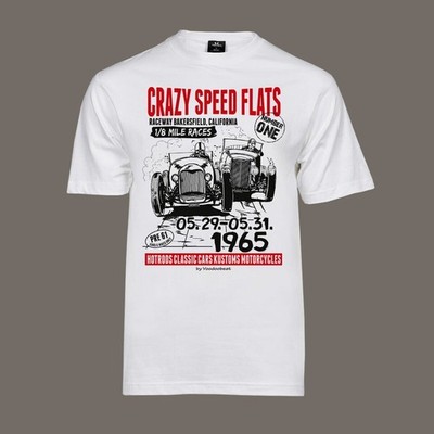 T-Shirt Crazy Speed Flats Größe 2XL - Hot Rod V8 Tuning Power Oldschool Flathead