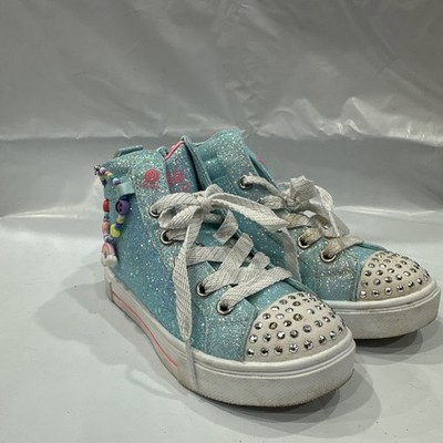 Skechers Twinkle Sparks-Charm Bestie Sneaker Girls 12 Teal High Top Shoe EBS2681