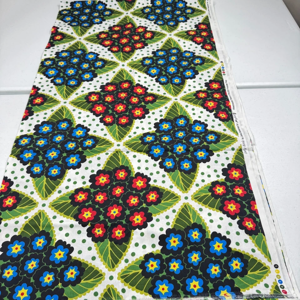 westminster fabric blue red floral quilting cotton early birds 43x79 2 yards - Image 3 of 4