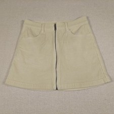 American Eagle Corduroy Mini Skirt Size 6 Full Front Zipper, Pockets, Creme