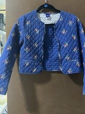 Disney Beauty and the Beast Belle Quilted Floral Zip Up Jacket Size XL 14/16