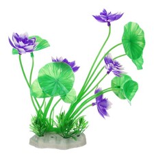 Piante artificiali per acquario, 1 pezzo, decorazione acqua, verde viola (fiore di loto)