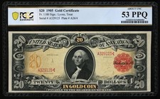 FR.1180 1905 $20 GOLD CERTIFICATE PCGS53 PPQ AU "TECHNICOLOR NOTE"