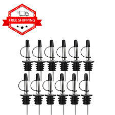 12 Pack Liquor Pour Spout, Stainless Steel Classic Bottle Pourers with Rubber Du