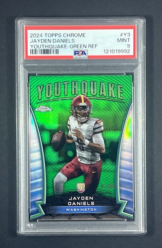 2024 TOPPS CHROME JAYDEN DANIELS /99 YOUTHQUAKE-GREEN REF PSA 9 #Y-3 (RC)
