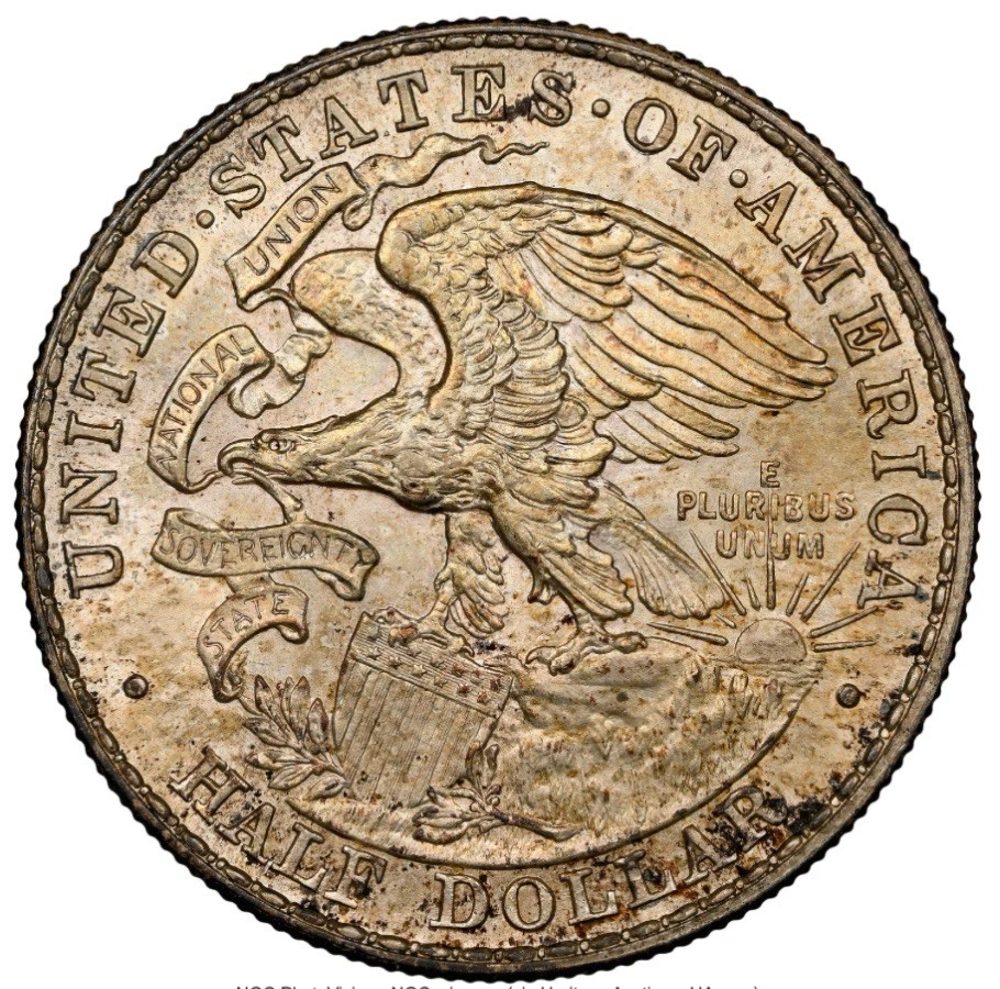 1918 - Medio dólar de plata conmemorativo Lincoln - NGC MS 65 - Tonificación original Foto 2 de 4