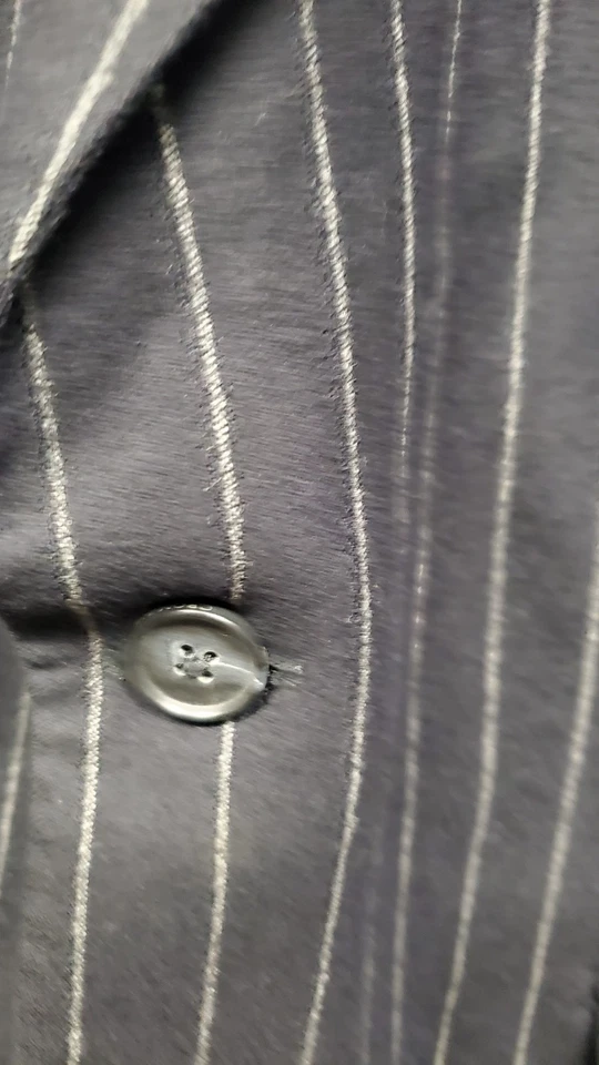 Black Chalkstripe CROMBIE 1805 Suit 44R Flannel Wool Hand Made In England - Image 4 of 4