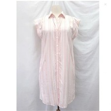 LOFT Shirt Dress White Peach Striped Dolman Pocket Short Sleeve medium new w tag