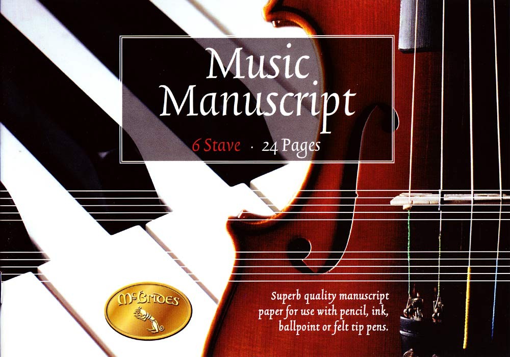 MUSIC MANUSCRIPT BOOK, 24 pages of 6 stave music manuscript paper, at Hobgoblin