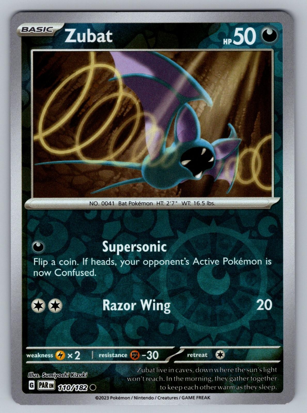 Zubat 110/182 Common Paradox Rift Pokemon Reverse Holo Near Mint