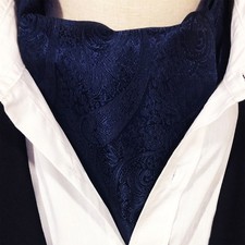 Embossed Dark Blue Paisley Ascot Cravat
