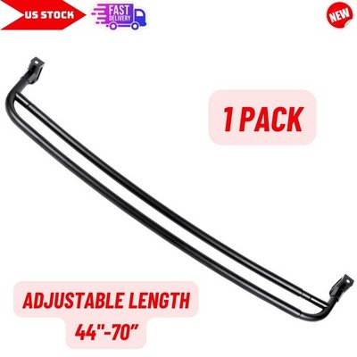 Double Curved Shower Rod, 44-70'' Adjustment Aluminum, Black for Bathroom Window