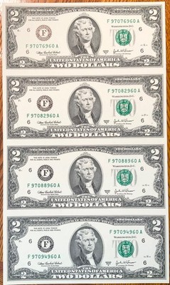 World Reserve Monetary Exchange Uncut Sheet $2 Dollar Bills 2003-A
