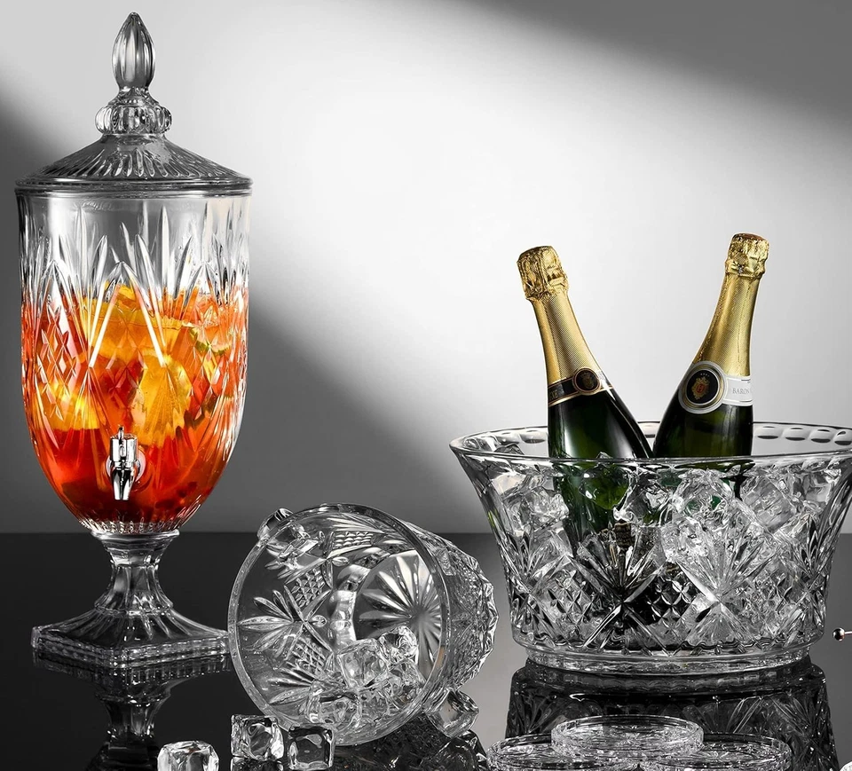 Dispensador de bebidas de cristal sin plomo - Capacidad de 1 galón para pantallas impresionantes Foto 4 de 4