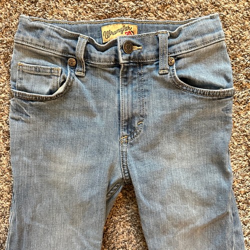 WRANGLER Boys Light Wash Boot Cut Jeans Size 10 Western Country Casual School - Picture 2 of 9