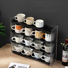 Coffee Cup Holder Shelf Bamboo Rattan Blind Box Display Rack Mug Storage Shelves