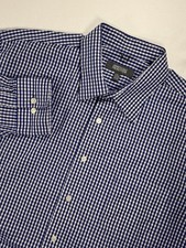 Kenneth Cole Reaction Men s XL 17-17.5 Blue/White Check Button Down Shirt