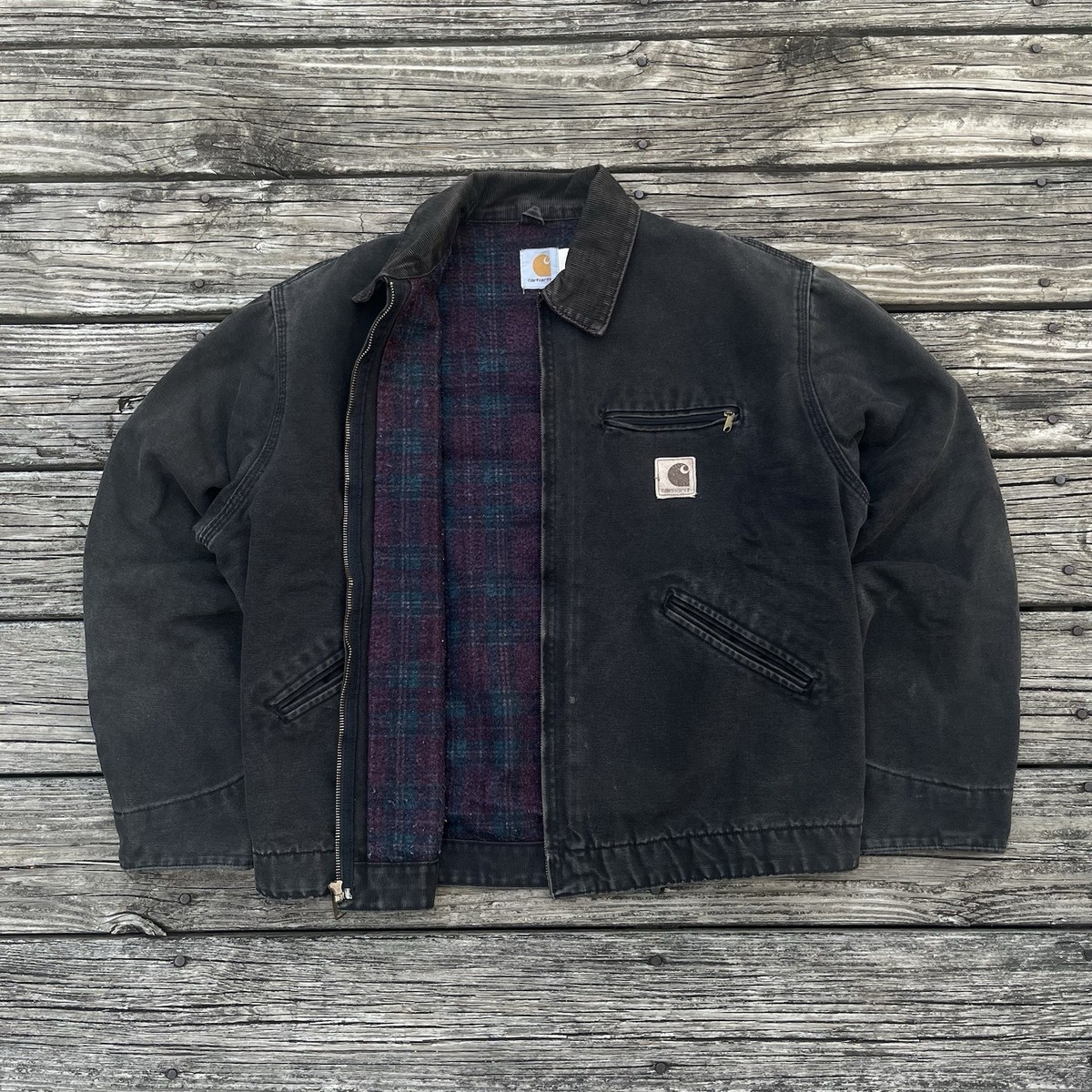 vintage carhartt j43 onx sandstone detroit jacket in onyx size