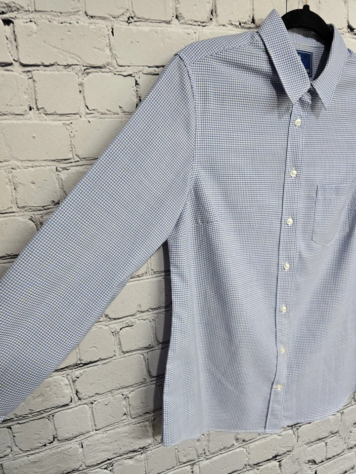 Рубашка на пуговицах Wool & Prince S синяя клетчатая 100% камвольная шерсть классическая опрятная - Изображение 3 из 4