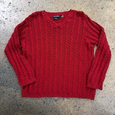 Vintage Old Glory Men's Braided Cable Knit Sweater Red Size Large Made In USA