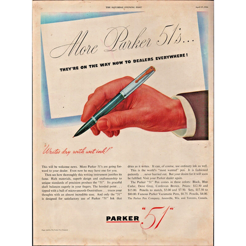 Magazine Ad* - 1946 - Parker "51" - More Parker 51's - ARTZYBASHEFF art F4