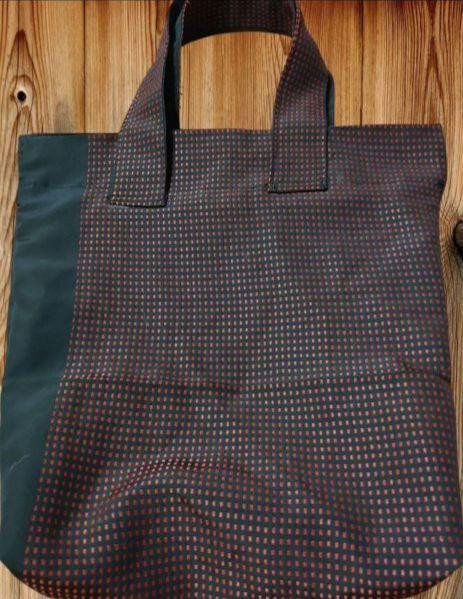 Kimono Remake Bolso de Mano Negro Rojo Punto Mango Cordón Bolsa Hecho a Mano ...