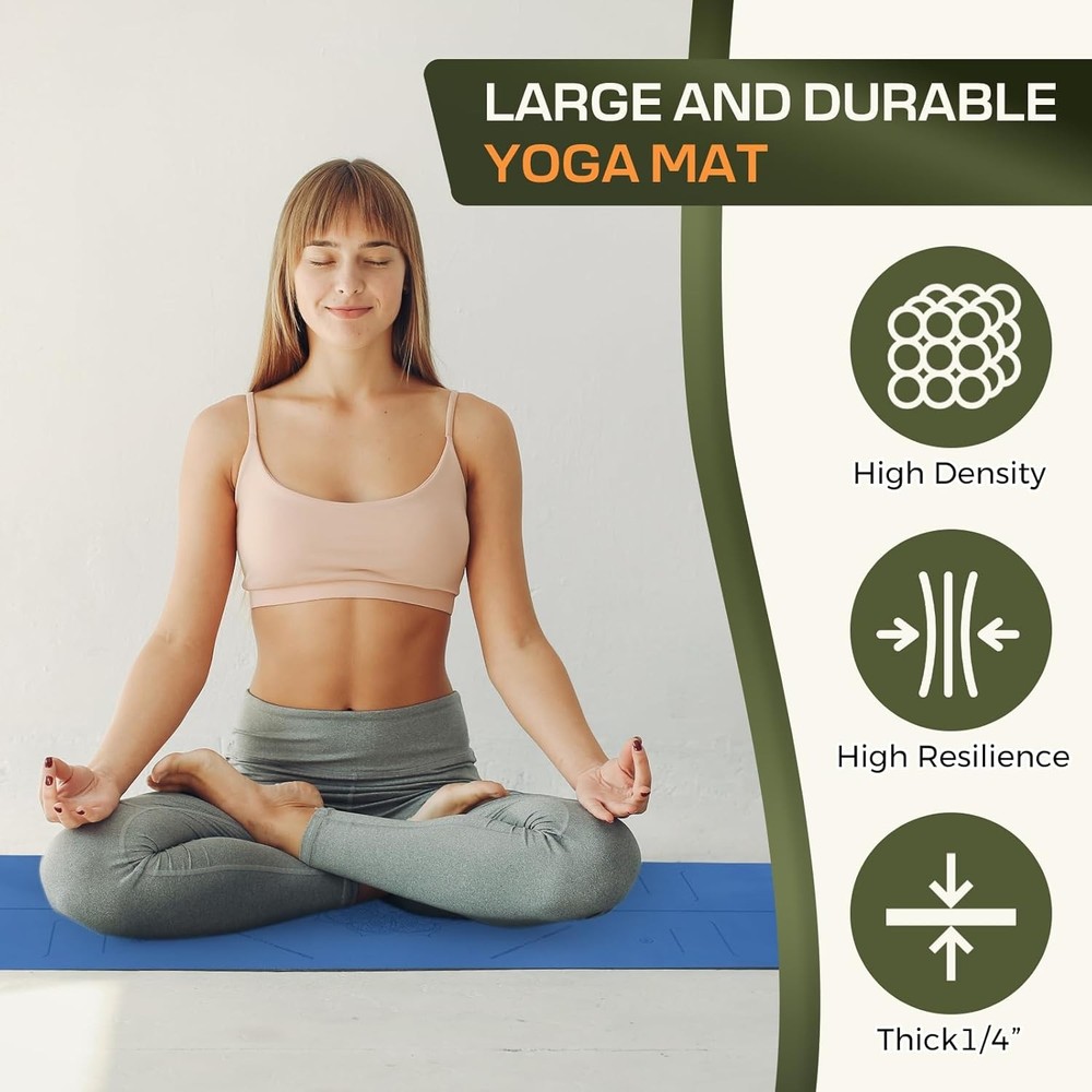 Non-Slip TPE Yoga Mat 72x24 Inches for Women and Men 3/16 Thick Anti-Tear